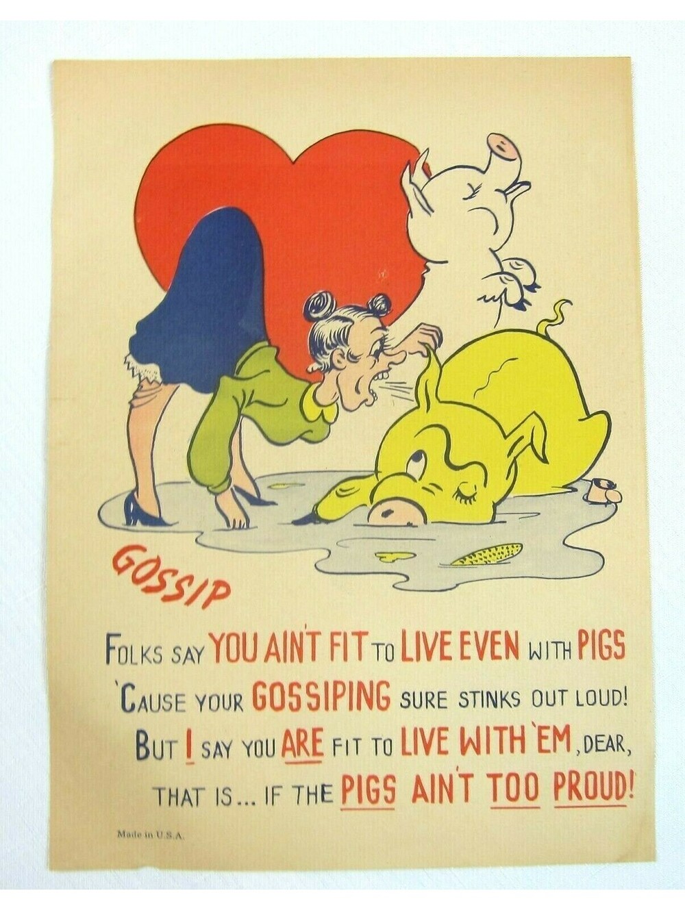 Vintage Vinegar Valentine Gossip Penny Dreadful Sarcasm Insult Poem Ephemera